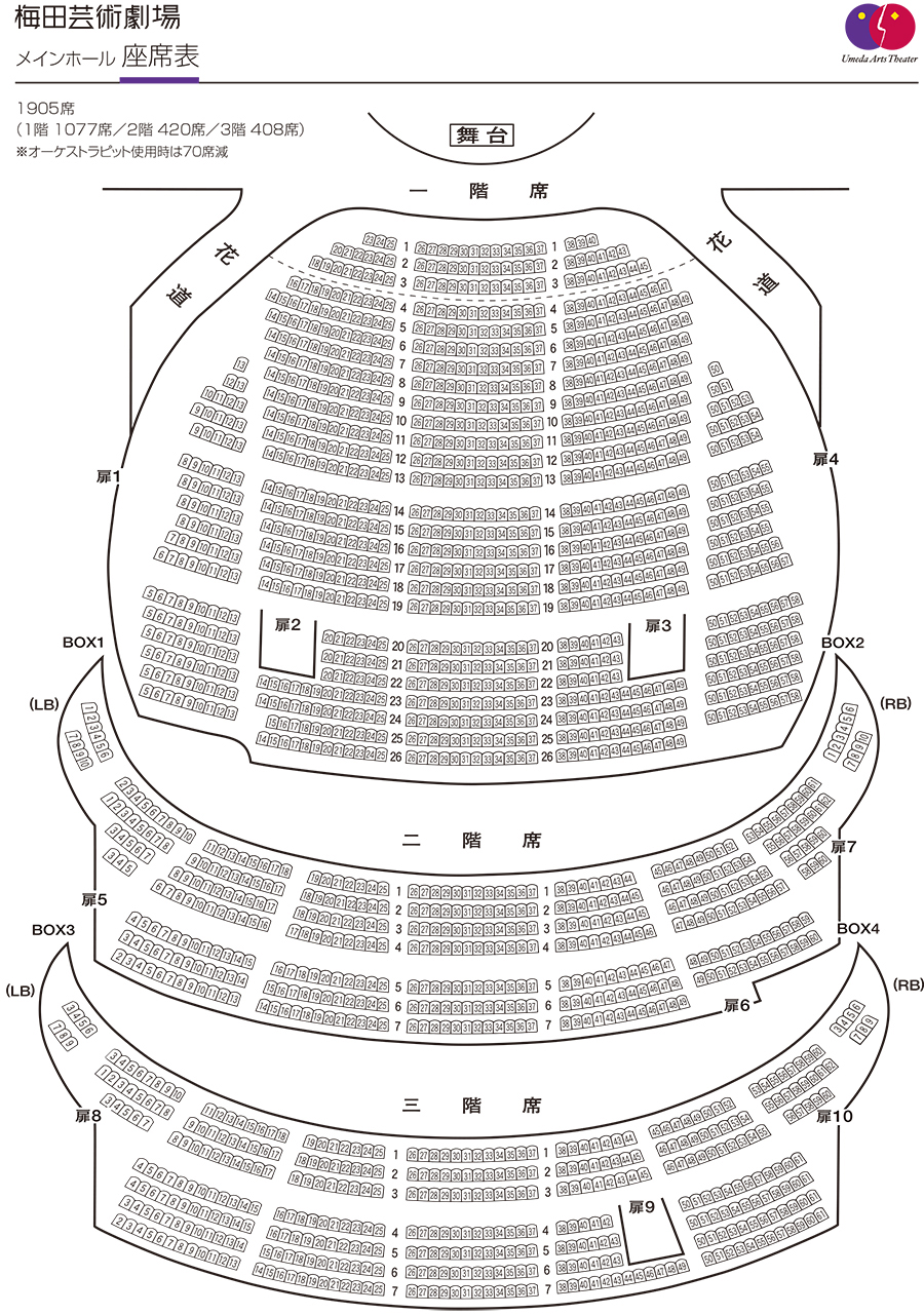 梅田芸術劇場メインホール 座席表